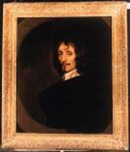 Portrait Of A Gentleman, Quarter-length, In A Black Cloak And Whitecollar, Feigned Oval
