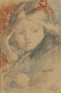 Fillette Au Noeud Rouge by Georges Lemmen