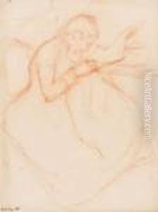 Jonge Vrouw Met Naaiwerk by Georges Lemmen