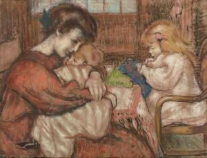 Jeune Femme Et L'enfant: The Artist's Wife With Their Daughter Lise by Georges Lemmen