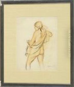 Nach Dem Bade - Mannlicher Ruckenakt Mit Handtuch by Georges Lemmen