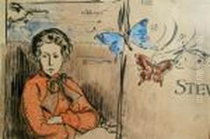 Untitled (woman With Butterflies) by Georges Lemmen