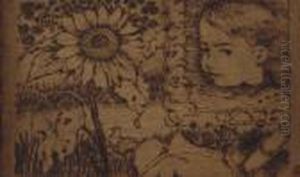 Paysage Onirique Au Tournesol Et A L'enfant by Georges Lemmen