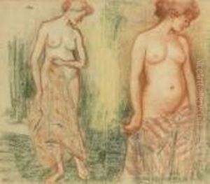 Etude Pour : Le Nu A La Draperie by Georges Lemmen