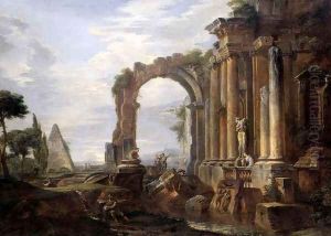 Capriccio of Classical Ruins 1725-30 by Giovanni Paolo Pannini