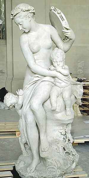 Bacchante tenant un tambour de basque, avec deux enfants [detail #5] (Bacchante holding a tambourine, with two children) - view 1