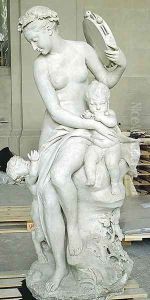 Bacchante tenant un tambour de basque, avec deux enfants [detail #5] (Bacchante holding a tambourine, with two children) by Jacques-Augustin Pajou