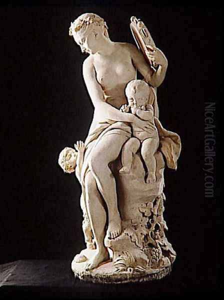 Bacchante tenant un tambour de basque, avec deux enfants [detail #1] (Bacchante holding a tambourine, with two children) - view 1