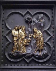 The Baptism of the Multitude (panel of the south doors) by Andrea Pisano