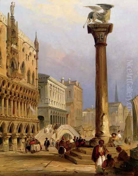 A View Of St Mark's Column, And The Doge's Palace, Venice by Edward Pritchett