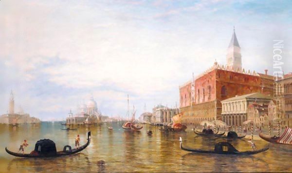 Gondolas On The Grand Canal In Front Of The Doge's Palace, Venice - view 1