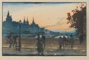 Le Palais De Justice, Vue Du Pont Notre Dame by Auguste Lepere
