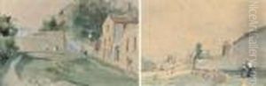 The Road To Market; And Figures At A French Hamlet