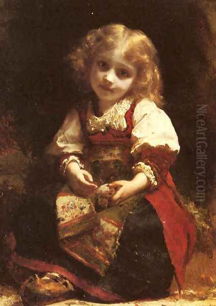 A Little Girl Holding A Bird - view 1