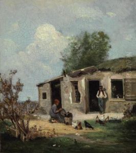 Cour De Ferme En Normandie by Stanislas Lepine
