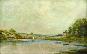 Paysage A La Riviere by Stanislas Lepine