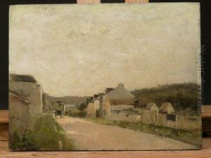 A Continental Village Street With A Cart by Stanislas Lepine