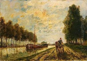 Le Canal De L'ourcq, Chemin De Halage - Effet De Lune by Stanislas Lepine