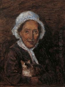 Femme Et Son Petit Chat by Stanislas Lepine
