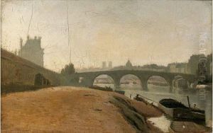 Le Pont Royal Vu Des Berges De La Seine Pres Du Jardin Des Tuileries by Stanislas Lepine