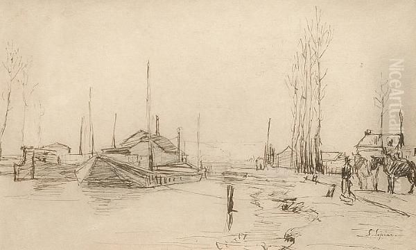 River Scene With Boats - view 1