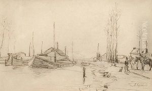 River Scene With Boats by Stanislas Lepine