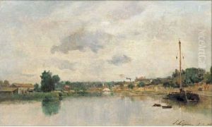 Bords De Seine En Aval De Paris by Stanislas Lepine