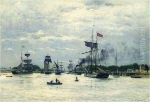Navires Au Port by Stanislas Lepine
