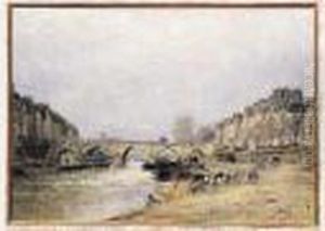 La Seine Au Pont Marie Vers 1874-1877huile Sur Toilesignee En Bas A
Droite. by Stanislas Lepine