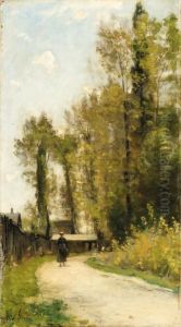 Paysanne Sur Un Chemin Sortie De Village by Stanislas Lepine