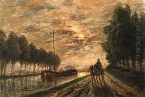 La Canal De L'ourcq, Chemin De Halage, Effet De Lune by Stanislas Lepine
