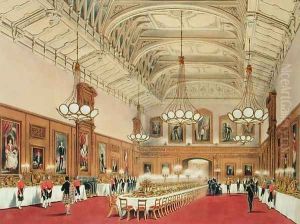 The Waterloo Gallery, Windsor Castle, on the visit of the Emperor of Russia, 1838 by James Baker Pyne