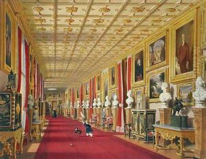East Corridor, Windsor Castle, from Windsor and its Surrounding Scenery, 1838