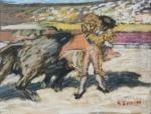 Scene De Tauromachie by Marcel Leprin