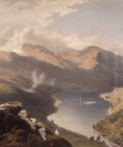 Grasmere from Langdale Fell, detail of the lake, from The English Lake District, 1853 - view 1