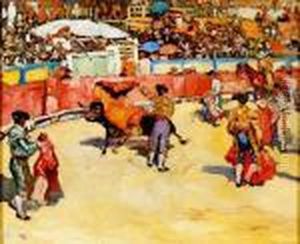 Scene De Tauromachie by Marcel Leprin