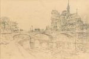 Pont De L'archeveche Et Notre-dame De Paris