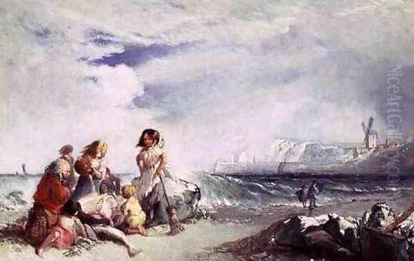 Fisherfolk on the Shore, Salting the Catch, Folkestone - view 1