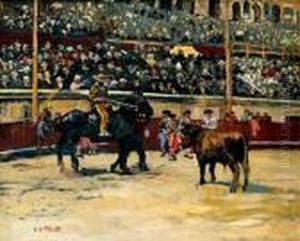 Picador Devant Un Taureau Dans L'arene