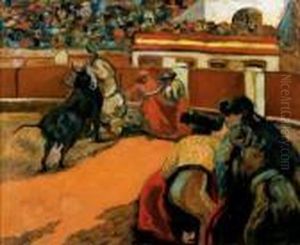 Scene De Tauromachie by Marcel Leprin