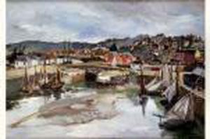 Vue Panoramique D'honfleur Et Du Bassin A Maree Basse, Circa 1929