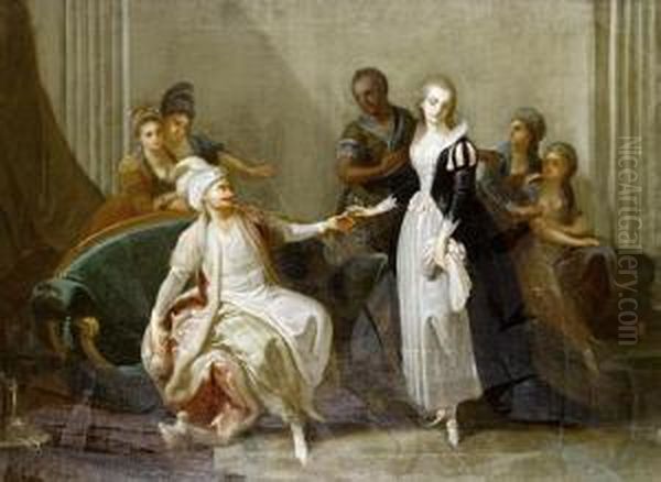 An Elegant Interior With A Turkish Gentlemancourting A Russian Lady - view 1