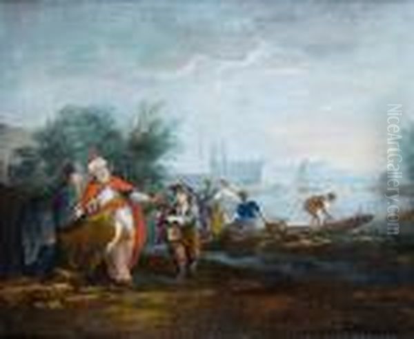 Merchants And Fishermen At A Mediterraneanport - view 1
