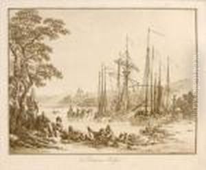 Segelschiffe Im Hafen by Jean-Baptiste Le Prince