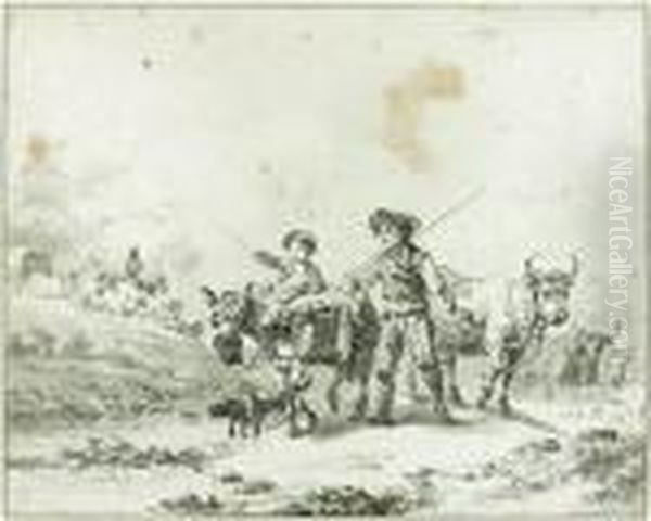 Berger Avec Sa Famille Et Son Troupeau - view 1