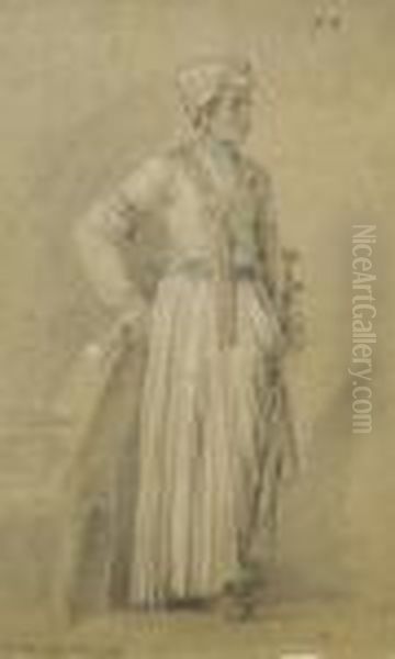 Portrait D'un Indien Coiffe D'un
 Turban Et Tenant Un Sabre, La Main Droite Appuyee Sur Un Fauteuil - view 1