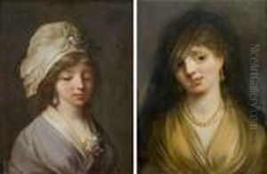 Portrait De Jeune Femme Au Bonnet Fleuri by Jean-Baptiste Le Prince