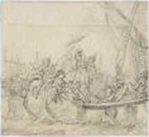 La Rencontre D'antoine Et Cleopatre by Jean-Baptiste Le Prince