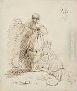 Two Women In Russian Costume by Jean-Baptiste Le Prince