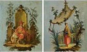 A Woman With A Bird by Jean-Baptiste Le Prince